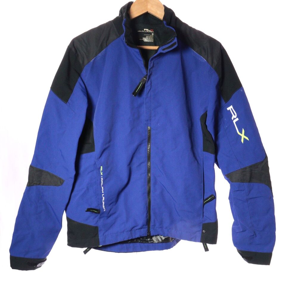 RLX Ralph Lauren Jacket Men Medium Blue Nylon Utility Motorcycle Bomber Lined